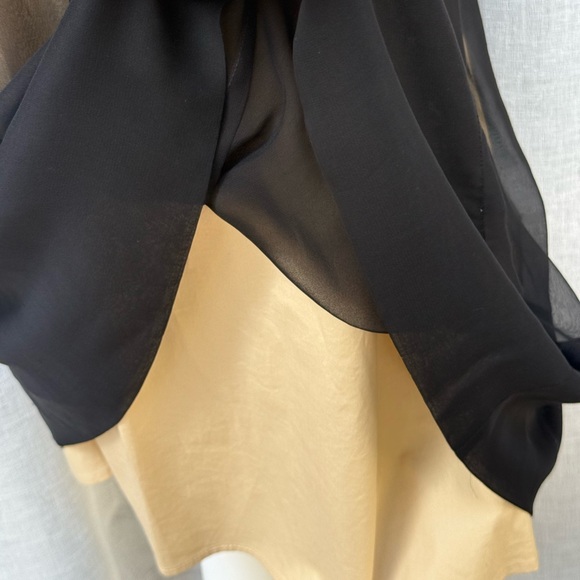 TeenFlo Canada black sheer tan pleated silk organza knee length skirt - Picture 6 of 11